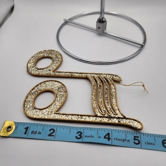 Christmas Ornament, Set of 6 Musical Themed, Gold glitter - Picture 8 of 14